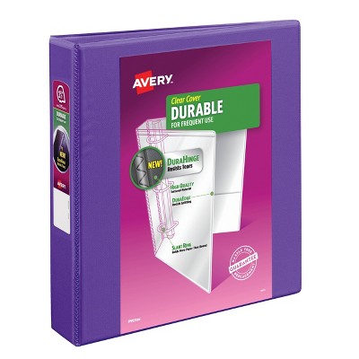 Avery 1.5" Durable Ring Binder with Clear Cover, 8.5" x 11" - Purple