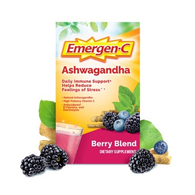 Emergen-C Ashwagandha Drink Mix, Berry Blend, 18 Ct