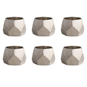 DII Metallic Triangle Band Napkin Ring 6 Piece Set, Silver - 1 of 4