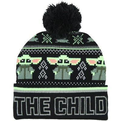Star Wars The Child Baby Grogu Fairisle Cuff Knit Pom Youth Beanie