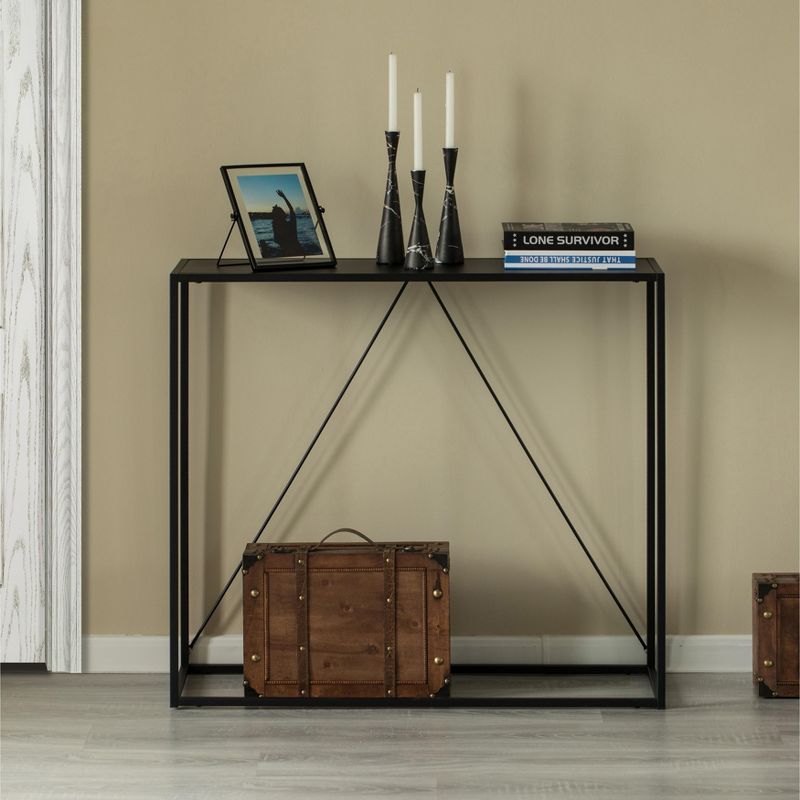 Fabulaxe Modern Display Metal Console Table, for Dining, Entryway and Hallway, Black, 1 of 9
