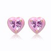 Guili Teens Pink Halo Heart Stud Earrings in 14k Yellow Gold Plating with Pink Cubic Zirconia & Pink Enamel, A Sweet & Elegant Jewelry Choice - 3 of 3