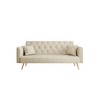 71" Velvet 2-Seater Convertible Sofa with Pillows & Golden Metal Legs - 2 of 4