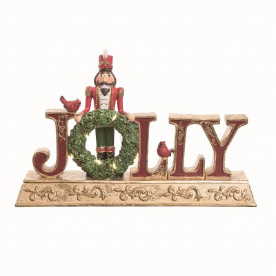 Transpac Resin Multicolor Christmas Light Up Crimson Jolly Decor