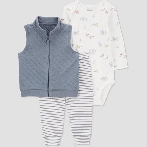 Carter's Just One You® Baby Boys' Quilted Vest Top & Bottom Set - Gray 3m :  Target