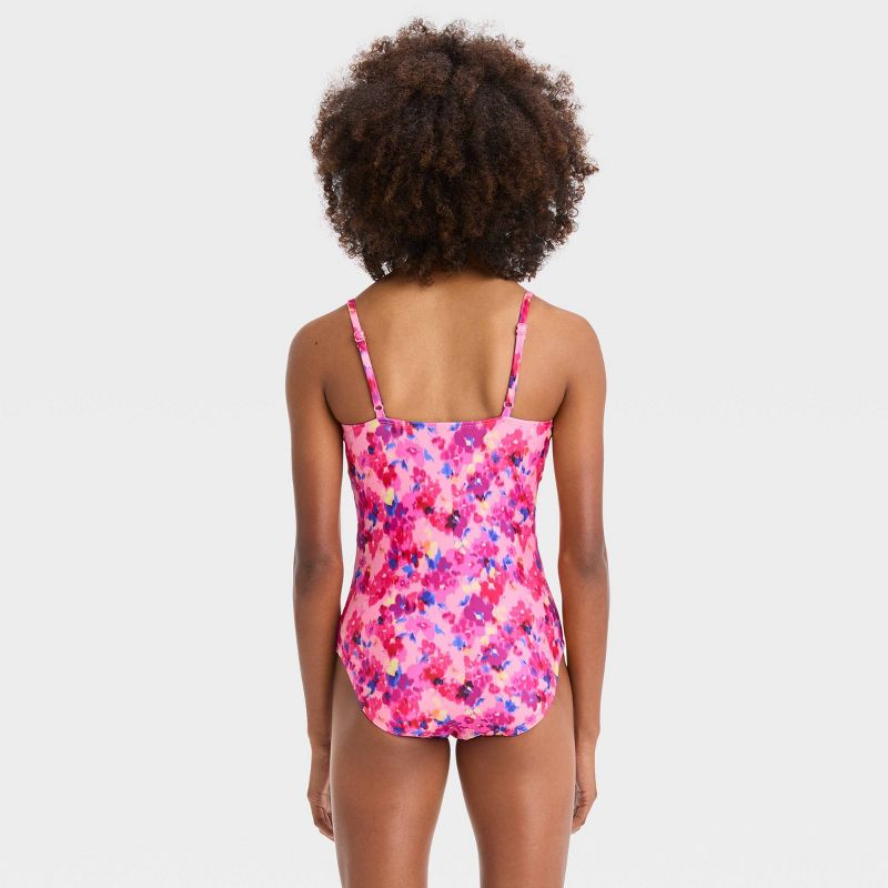 Girls&#39; &#39;Painted Garden&#39; Floral Printed One Piece Swimsuit - art class&#8482;, 4 of 5