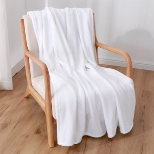 50"x60" Velvetloft Throw Blanket True White - Berkshire Blanket & Home Co.: Heavyweight, Machine Washable, Soft Velvet - 1 of 3