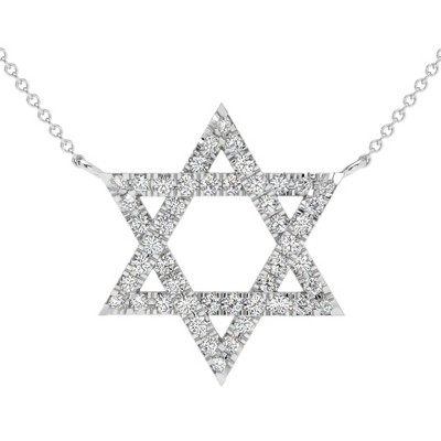 Pompeii3 1Ct TW Diamond Jewish Star Pendant 14k Gold Lab Created Necklace 1" Tall
