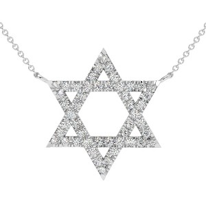Pompeii3 1Ct TW Diamond Jewish Star Pendant 14k Gold Lab Created Necklace 1" Tall - 1 of 4