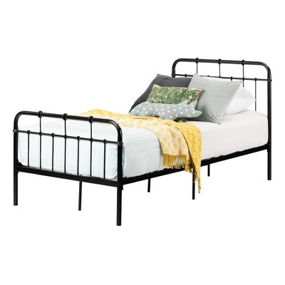 Twin Black Metal Platform Bed with Headboard and Footboard