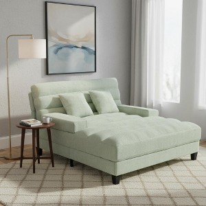 Merax Modern Chenille Adjustable Chaise Lounge Sofa with RGB LED Lighting - 1 of 4