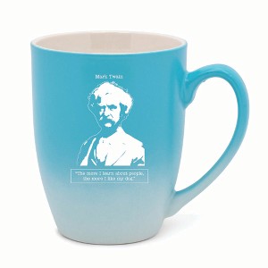 Elanze Designs The More I Learn About People The More I Like My Dog Two Toned Ombre Matte 10 ounce New Bone China Coffee Tea Cup Mug, Teal and White - 1 of 4