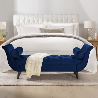 Zeus & Ruta 64.5 in.W Tufted Flared Arm Bed End Stool Entryway Bench