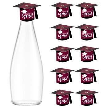 Big Dot of Happiness Maroon Grad - Best is Yet to Come - DIY Grad Cap Burgundy Graduation Party Bottle Topper Decorations - Set of 20