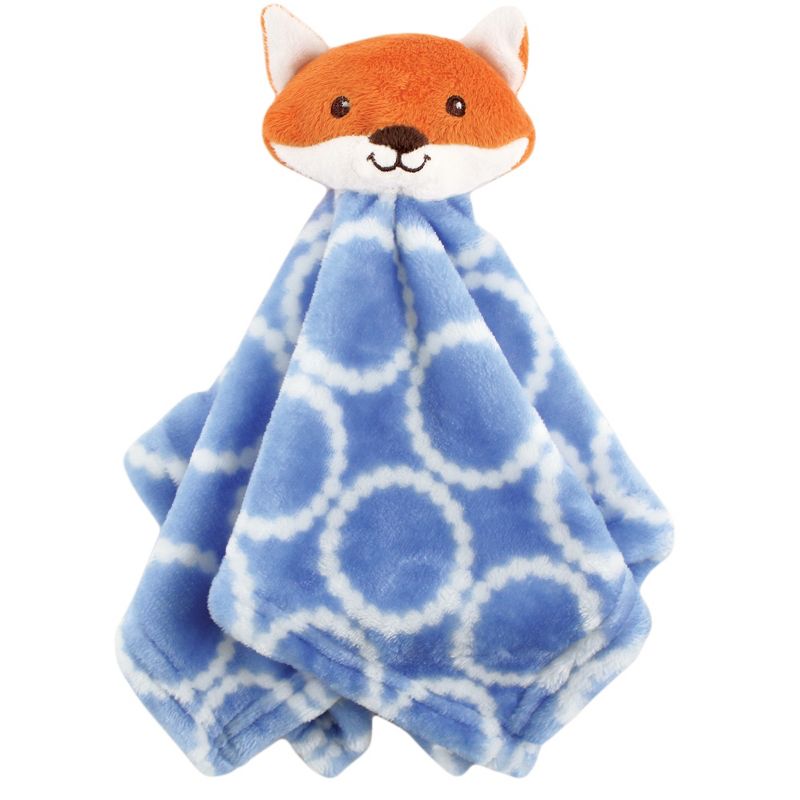 Hudson Baby Infant Boy Animal Face Security Blanket, Blue Fox, One Size, 1 of 4