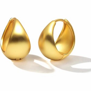 Huge Tomato Chunky Gold Hoop Earrings | 18K Gold Plated Huggies for Women - 1 of 4