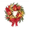 TackView 24Inch Christmas Wreath, Artificial Wreath with Berries, Flowers, Holiday Decorations for Indoor Outdoor Mantel Door, Red - 2 of 4