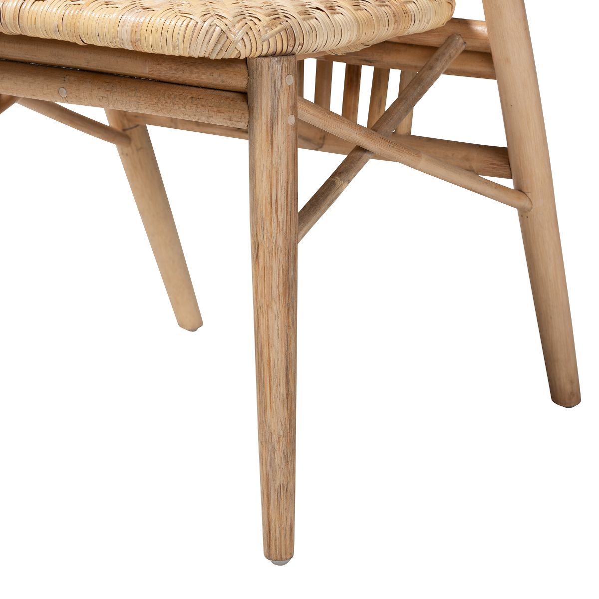 bali & pari Kobe Mid-Century Modern Natural Brown Finished Wood and Rattan Dining Chair - thumbnail 7