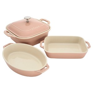 Staub Ceramic 4-pc Baking Pans Set, Casserole Dish with Lid, Brownie Pan, Pastel - 1 of 1