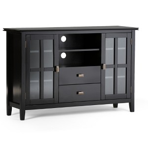 53" Solid Wood Tall TV Media Stand with Handcrafted Finish, Cord Management, and Tempered Glass Doors for Living Room and Bedroom - 1 of 4
