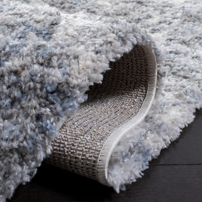 Ivory and Grey Synthetic Shag Area Rug, 8' x 10'