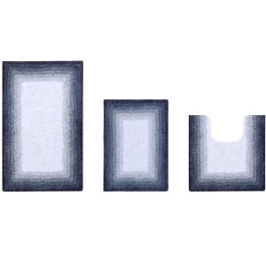 Torrent Collection 3 Piece 100% Soft Cotton Tufted Weave Bath Rug Set, Ombre Pattern, Super Soft & Absorbent, Machine Washable Bathroom Mats - 1 of 4
