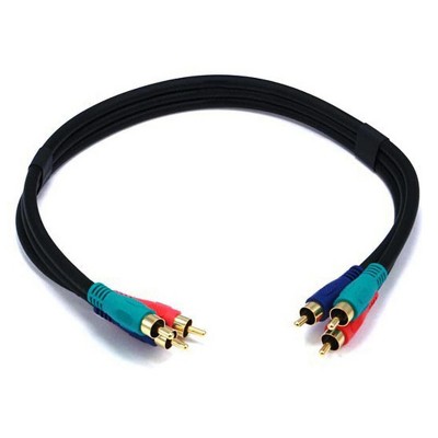 Monoprice Video Coaxial Cable - 1.5 Feet - Black | 22AWG 3-RCA Component, Gold Plated