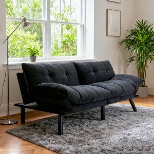Homy Casa Adjustable Convertible Futon Sofa Bed with Cushioned Backrest for Living Room or Guest Room, Cream - 1 of 4