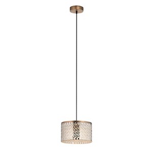 10" Parvinda Silver/White and Brass Pendant Lamp - River of Goods: Adjustable Ceiling Fixture, UL Listed - 1 of 4