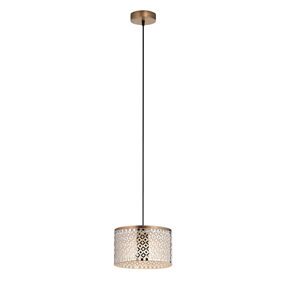 Photos - Chandelier / Lamp 10" Parvinda Silver/White and Brass Pendant Lamp - River of Goods: Adjusta