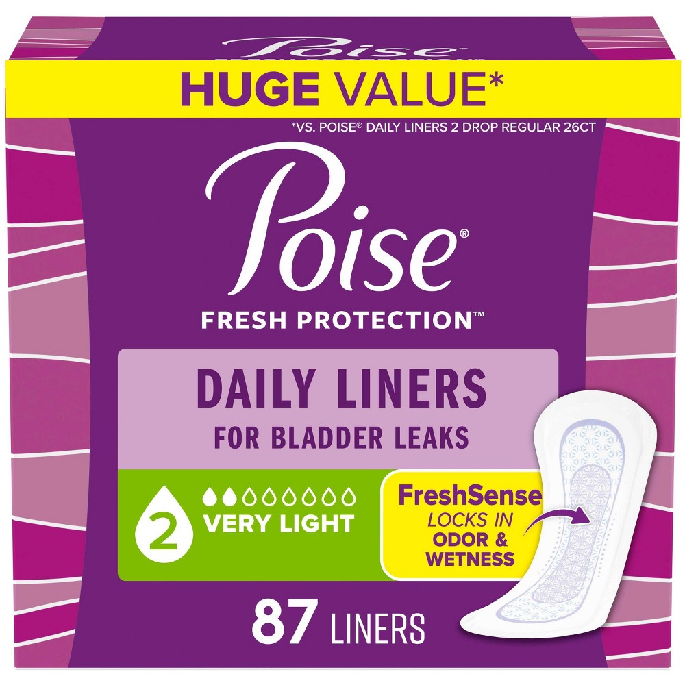 UPC 036000488746 product image for Poise Daily Incontinence Liners - Regular - 2 Drop Very Light - 87ct | upcitemdb.com