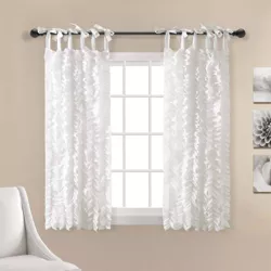 Set of 2 Sophia Ruffle Window Curtain Panels White - Lush Décor