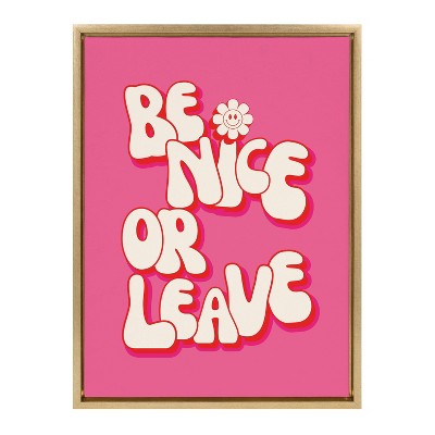 Bright Pink and Gold Framed Canvas Wall Art 18"x24"