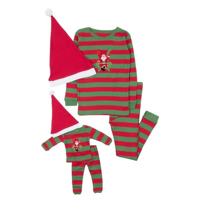 striped santa red & green with hat