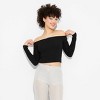 Women's Long Sleeve Off the Shoulder Lace Trim Top - Wild Fable™ - image 2 of 4