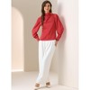 Allegra K Women's Satin Mock Neck Pleated Puff Sleeve Blouse - 3 of 4