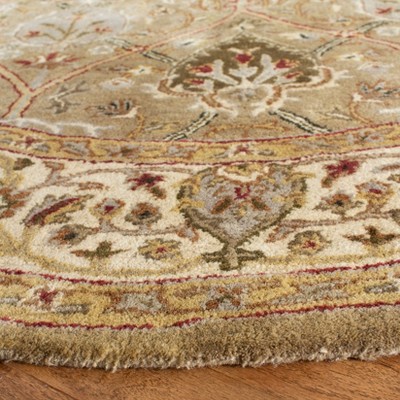 Hand-Tufted Round Wool Area Rug in Light Green and Beige