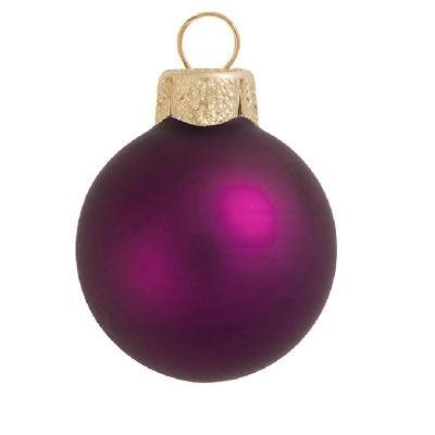 Northlight 28ct Matte Glass Ball Christmas Ornament Set 2" - Purple Berry