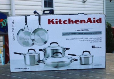 KitchenAid KC2SS10PC Stainless Steel Cookware 10 Pieces - Red for sale  online