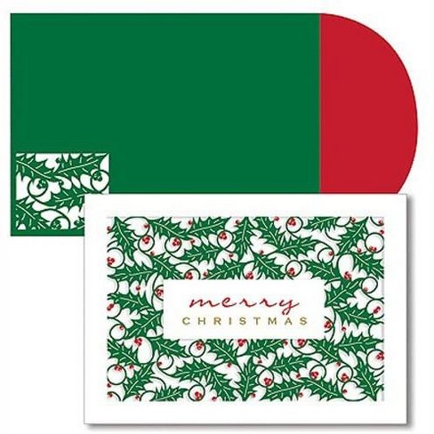 Masterpiece Holiday Collection 10-Count Laser Cut Christmas Cards, Holly - image 1 of 1