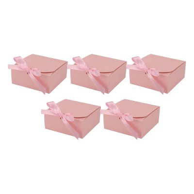 Unique Bargains Bow Ribbon Gift Boxes 5 Pcs Pink 4.53
