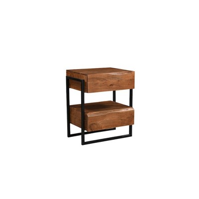 Taran Designs,Ferris 2-drawer Live Edge Solid Wood Nightstand