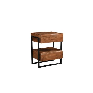 Taran Designs,Ferris 2-drawer Live Edge Solid Wood Nightstand - 1 of 4