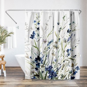 71x74 Floral Lavender Shower Curtain - 100% Polyester - Water-Resistant Bath Curtain - 1 of 4