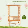 Costway 6.5 FT Tall Patio Garden Arbor with Pergola 2-Seat Bench Trellis for Climbing Plant - 3 of 4