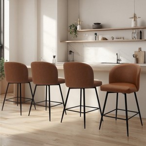 NEWLAYOUT Swivel Counter Height Bar Stools Set of 4, Modern Upholstered Barstool for Kitchen - 1 of 4
