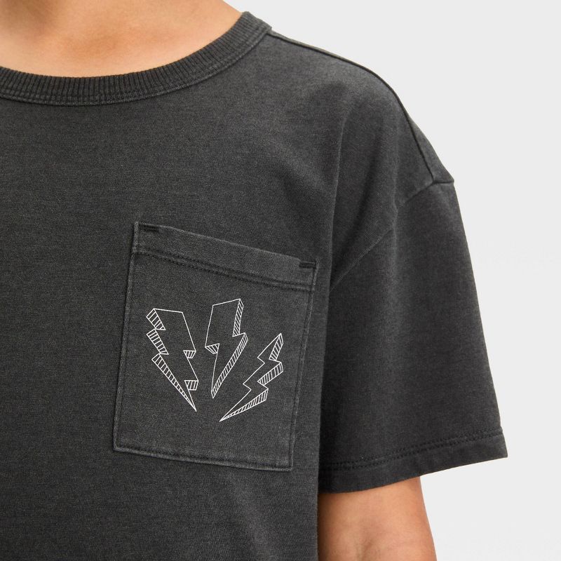 Boys' Short Sleeve Lightning Bolt Printed Graphic T-Shirt - Cat & Jack™ Black, 3 of 5