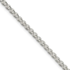 Black Bow Jewelry 3mm, Sterling Silver Round Solid Spiga Chain Necklace - 1 of 4