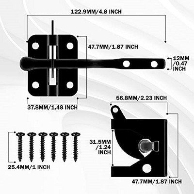 Black Steel Automatic Self-Locking Gate Latch for Wood and Metal Fences