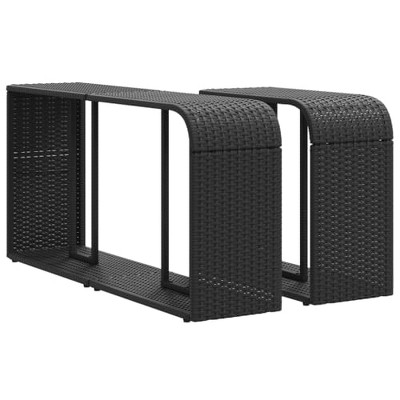 vidaXL Black Poly Rattan Storage Shelves – Set of 2 – Outdoor/Garden/Patio/Backyard